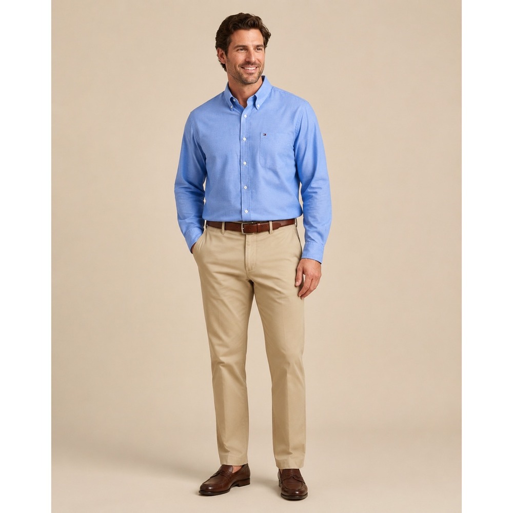 Tommy Hilfiger Men's XL Blue 100s 2-Ply Cotton Oxford Button-Down Shirt
